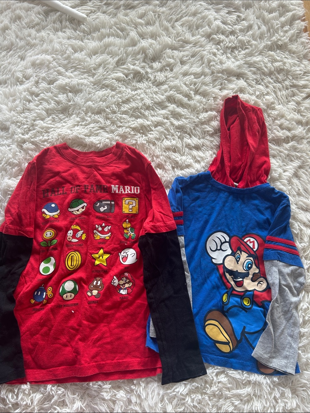 Nintendo Super Mario Long Sleeve Tees in Red & Blue s-m